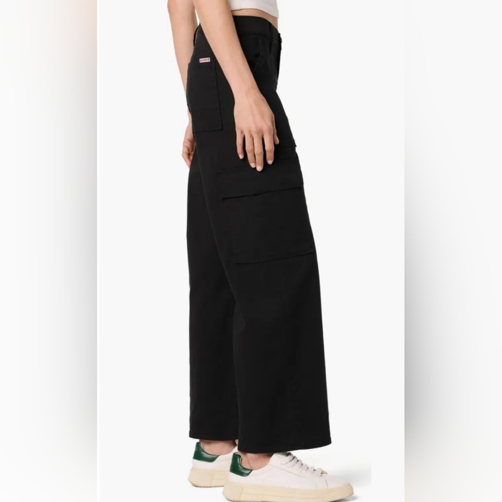 Hudson Rosalie Wide Leg Cargo Pants Black Stretch Cotton Twill Women's Size 30